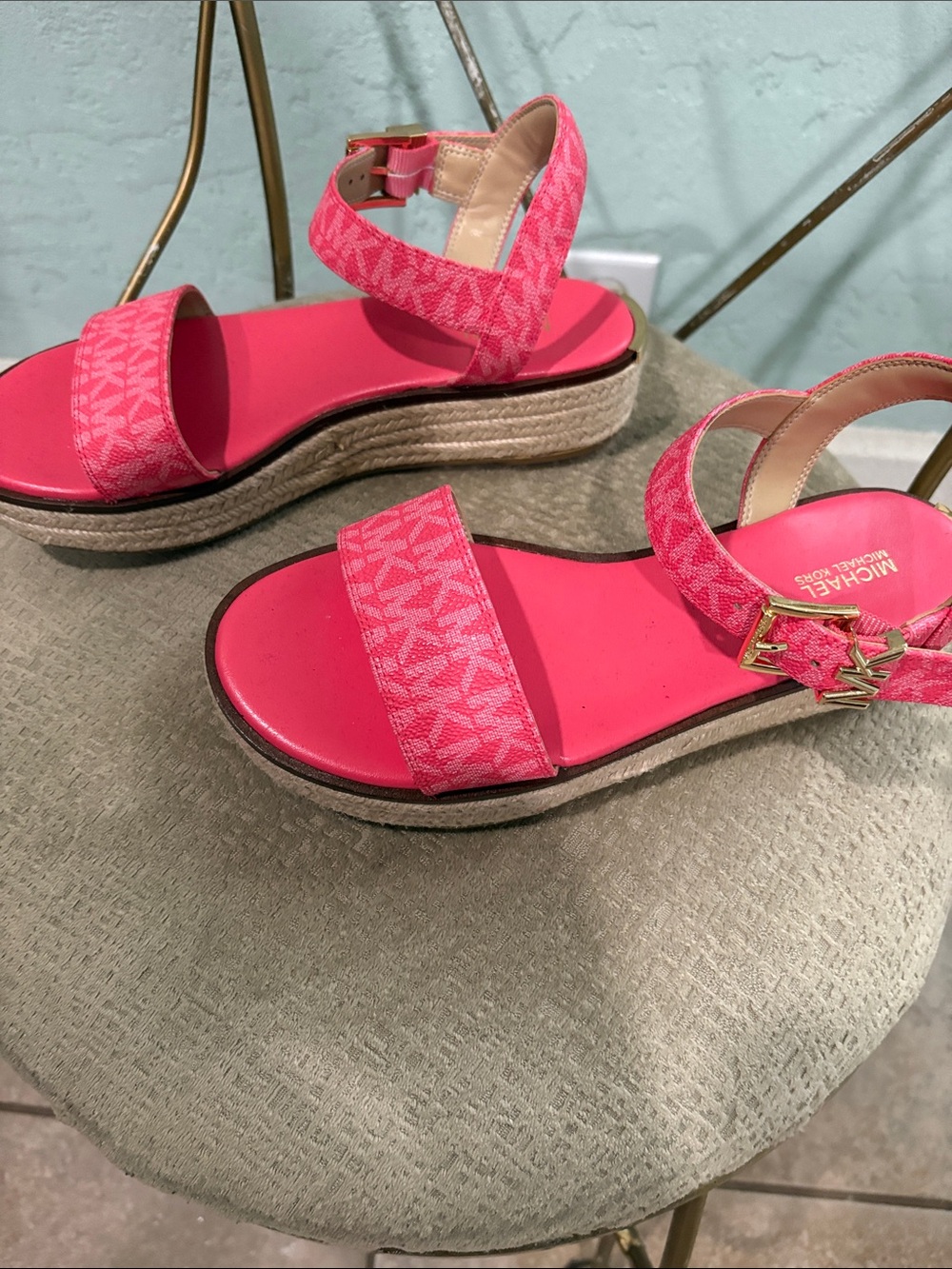 Michael Kors Hot Pink Platform Espadrille Sandals